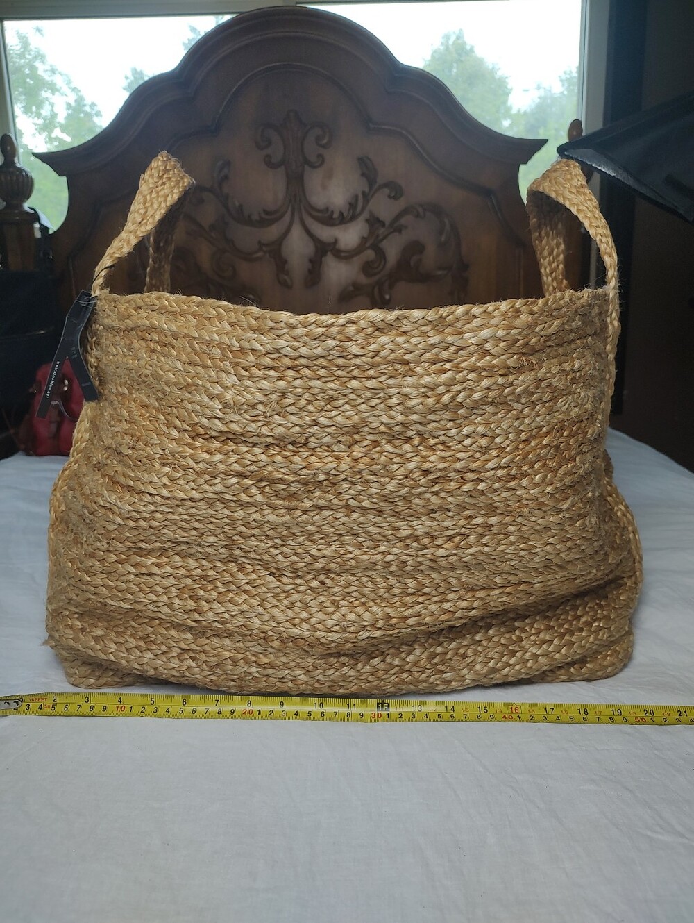 NWT Woven Straw Tote Bag Jute Natural Large